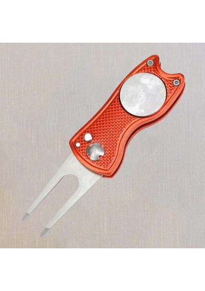 Golf Divot Onarım Aracı Katlanabilir Düğme Paslanmaz Çelik Switchblade Kırmızı (Yurt Dışından)