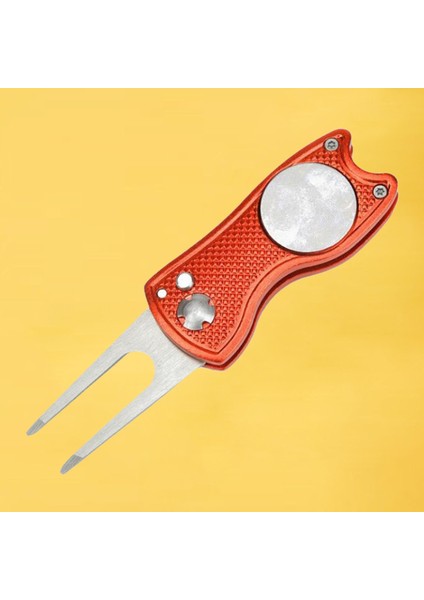 Golf Divot Onarım Aracı Katlanabilir Düğme Paslanmaz Çelik Switchblade Kırmızı (Yurt Dışından)