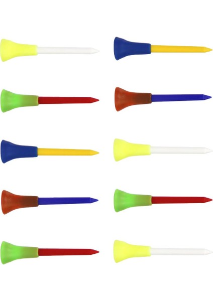 10 Adet Rastgele 70 mm. Plastik Golf Tees Kauçuk Yastık Çift Katmanlı Kauçuk Tees (Yurt Dışından)