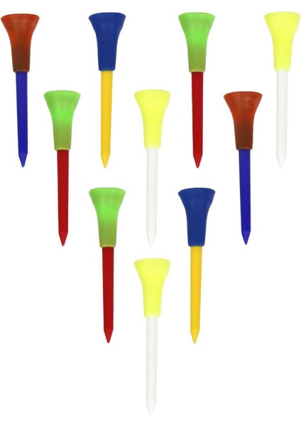 10 Adet Rastgele 70 mm. Plastik Golf Tees Kauçuk Yastık Çift Katmanlı Kauçuk Tees (Yurt Dışından)