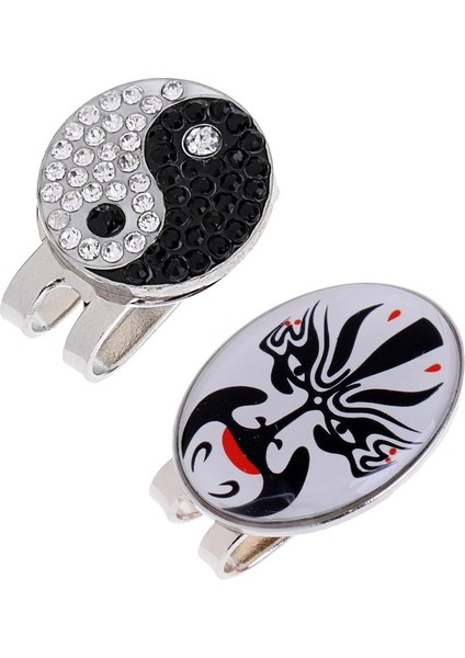 2 Adet Opera Maskesi Yin Yang Manyetik Kapak Vizör Klips Golf Topu İşaretçisi (Yurt Dışından)