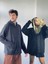 Polarlı Kalın Kışlık Oversize Kapüşonlu Sweatshirt Unisex Siyah 1