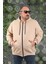 Mocgrande Büyük Beden Unisex Kapüşonlu 3ip Sweat 11701 Bej 1