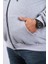 Mocgrande Büyük Beden Unisex Kapüşonlu 3ip Sweat 11701 Gri Melanj 4