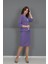 V Yaka Boydan Kuplu Kısa Ceket & Düz Dar Etek-Lila 3