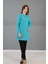 Sıfır Yaka Uzun Kol Bluz-Turkuaz 2