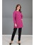 Sıfır Yaka Uzun Kol Bluz-Fuşya 3