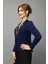 V Yaka Omuz Pileli Uzun Kol Bluz-Lacivert 2