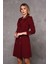 Erkek Yaka Kuruvaze Uzun Kol Elbise-Bordo 5