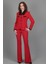 Garnili Ceket & İspanyol Paça Pantolon Takım-Kırmızı 1