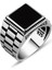 Simetrik Desenli Siyah Oniks Taşlı 925 Ayar Gümüş Erkek Yüzük 2