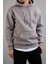 Erkek Kapüşonlu Basic Sweatshirt Gri 1