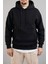 Erkek Kapüşonlu Basic Sweatshirt Siyah 2