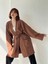 Cepli Kışlık Hırka Kimono Unisex Kahverengi 9
