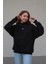 Renkli To Cosmos Logo Desenli Unisex Oversize Hoodie ( Kapüşonlu Sweatshirt) Siyah 2