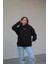 Renkli To Cosmos Logo Desenli Unisex Oversize Hoodie ( Kapüşonlu Sweatshirt) Siyah 4