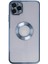 Apple iPhone 11 Pro Max Kapak Yanları Renkli Lens Korumalı Logo Gösteren Şeffaf Luxury Silikon Kılıf - Açık Mavi 1