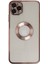 Apple iPhone 11 Pro Max Kapak Yanları Renkli Lens Korumalı Logo Gösteren Şeffaf Luxury Silikon Kılıf - Rose Gold 1