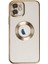Caseworld Apple iPhone 12 Kapak Yanları Renkli Lens Korumalı Logo Gösteren Şeffaf Luxury Silikon Kılıf - Gold 1