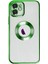 Caseworld Apple iPhone 12 Kapak Yanları Renkli Lens Korumalı Logo Gösteren Şeffaf Luxury Silikon Kılıf - Yeşil 1
