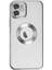 Caseworld Apple iPhone 11 Kapak Yanları Renkli Lens Korumalı Logo Gösteren Şeffaf Luxury Silikon Kılıf - Gri 1