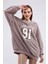 Fancy Kadın Bisiklet Yaka içi Pamuklu Yumuşacık Oversize Uzun Sweatshirt 2