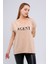 Fancy Kadın Geniş Yaka Baskılı Basic Tişört 3