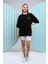 Fancy Kadın Bisiklet Yaka Gülücük Nakışlı Oversize Tişört 4