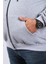 Büyük Beden Unisex Kapüşonlu 3ip Sweat 11701 Gri Melanj 4
