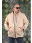 Büyük Beden Unisex Kapüşonlu 3ip Sweat 11701 Bej 1