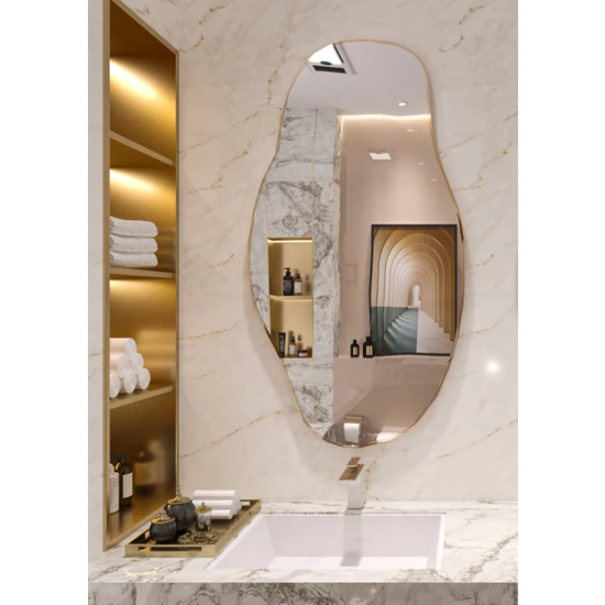 Cg Home Asimetrik Ayna 75CMX40CM Konsol Aynası, Dresuar Aynası, Tuvalet Aynası, Salon Aynası