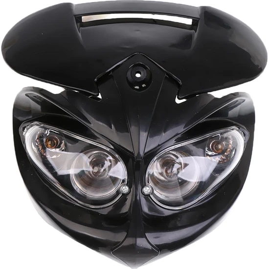 Strade Store Universal Motosiklet Far Kafa Lambası Işığı Dc 12V Çift Spor Dirtbike Motosiklet LED Far Spor Kaplama Açık Siyah (Yurt Dışından)