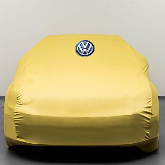 Teksin Volkswagen Scirocco Sarı Otomobil Kumaş Logolu Penye Oto Örtüsü