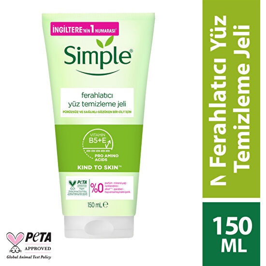 hepsiburada Simple Kind to Skin Ferahlatıcı Yüz Temizleme Jeli B5+E Vitamini Pürüzsüz Ve Sağlıklı Gözüken Bir Cilt İçin 150 ml