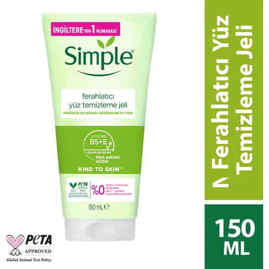 hepsiburada Simple Kind to Skin Ferahlatıcı Yüz Temizleme Jeli B5+E Vitamini Pürüzsüz Ve Sağlıklı Gözüken Bir Cilt İçin 150 ml hepsiburada Simple Kind to Skin Ferahlatıcı Yüz Temizleme Jeli B5+E Vitamini Pürüzsüz Ve Sağlıklı Gözüken Bir Cilt İçin 150 ml