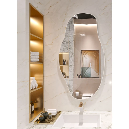 Cg Home Asimetrik Konsol Aynası Dresuar Aynası Tuvalet Aynası Salon Aynası 75 x 40 cm