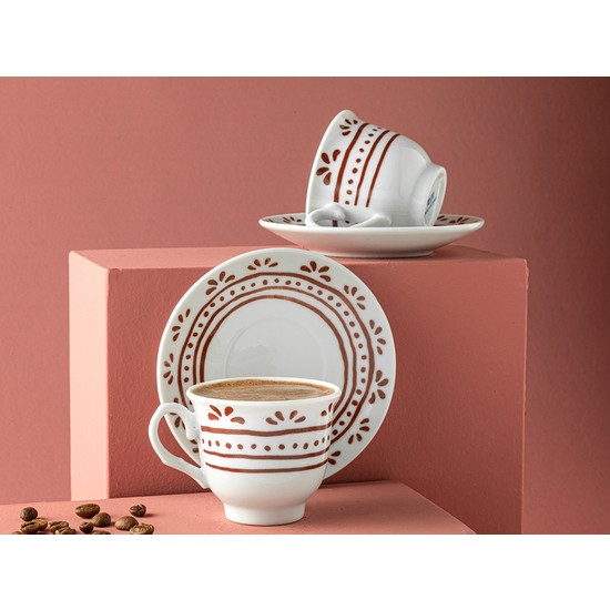 English Home Fain Porselen 2'li Kahve Fincan Takımı 80 ml Bordo