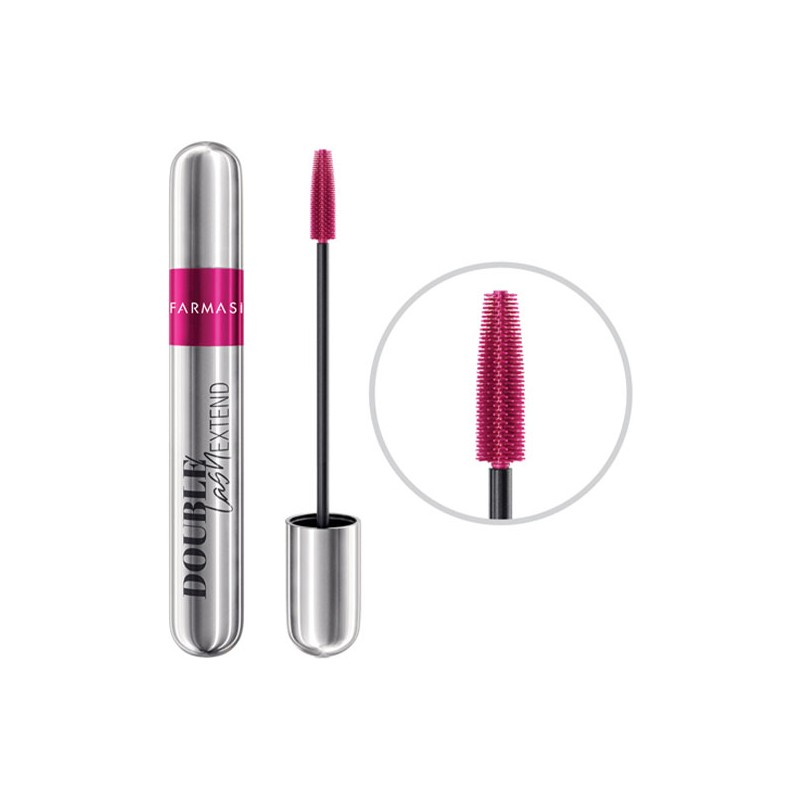 Farmasi Double Lash Extend Hacim Verici Çift Etkili Maskara 12 ml Büyük Boy Siyah Renk