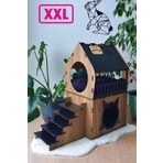 Mavi Trend Büyük Kedi Evi Xxl Teraslı Kedi Evi 5kg ve Üzeri Kediler Için Xxl Siyah