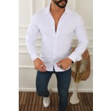 En Moda Erkek Şerit Desenli Pamuklu Kışlık Uzun Kollu Gömlek