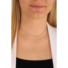 Mistik Silver Yarısı Suyolu Yarısı Gurmet Zincirli Gümüş Choker Kolye