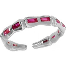 Mistik Silver Tek Sıra Mercan Baget Taşlı Gümüş Yüzük