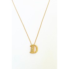 Mistik Silver Baget Taşlı Pırlanta Model Gümüş Harf Kolye