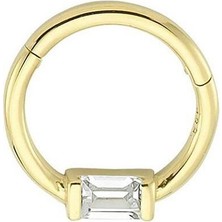 Mistik Silver Baget Tek Taşlı 14 K Altın Helix Piercing (585 Damgalı)