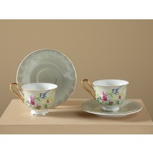 English Home Vanilla New Bone China 2'li Kahve Fincan Takımı 90 ml Açık Gri