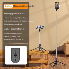 Uboovh Cep Telefonu Selfie Çubuğu Uzun Bluetooth Hepsi Bir Arada Güzellik Aydınlatması ile Uzaktan Kumanda Çok Fonksiyonlu Tripod(Yurt Dışından)