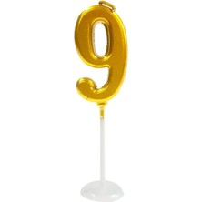 İkm Balon Küçük Boy 9 Rakam Gold Mum 8cm
