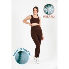 Miss Maral Kadın  Koyu Kahve Içi Polarlı Kışlık Yüksek Bel Tam Boy  Tayt Dalgıç Kumaş 1024
