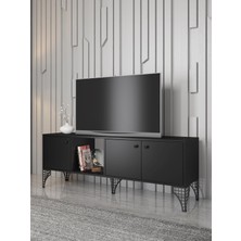 Wood'n Love Hira 160 cm Metal Ayaklı Tv Ünitesi - Siyah / Siyah