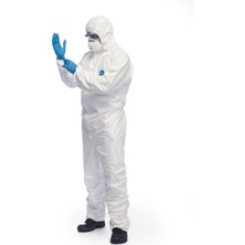 Tyvek 500 Xpert Kimyasal Koruyuculu Başlıklı Fermuarlı Nefes Alabilen İş Tulumu-L